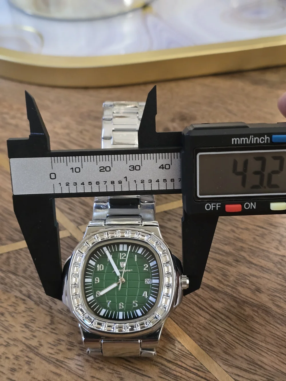 Stainless Steel Men's Watch with Green Dial